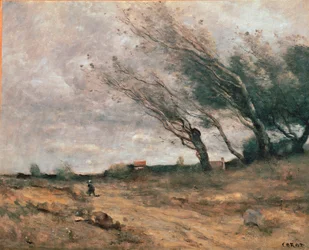 A széllökés Jean-Baptiste-Camille Corot (1796-1875) festménye 1854-1867 Reims, Szépművészeti Múzeum