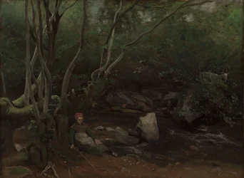 Lormes: Kecskelány ül a patak mellett az erdőben, 1842.