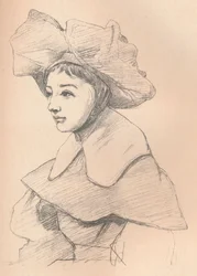 Fiatal nő portréja nagy kalapban, Hágám, c1830