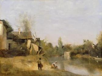 Folyópart Mery sur Seine-nél, Aube, 1870 körül