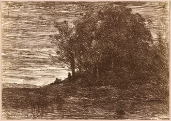 A remeték erdeje, avagy a Trasimène-tó partja,1858 (rajz)