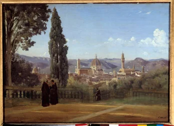 Firenze kilátása Boboli kertjéből Camille Corot (1796-1875) festménye 1835 V. 0,51x0,73 m