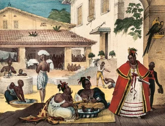 Guaraní nők, egy cigány ház belseje, Brazília