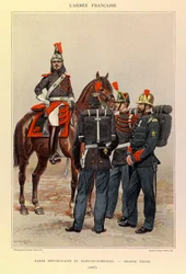 Jules Richard százados francia hadseregének típusai és egyenruhái, illusztrálta: Edouard Detaille (1848-1912): Köztársasági gárda és tűzoltók nagyszerű ruhában 1887-ben, magángyűjtemény