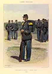 Jules Richard százados francia hadseregének típusai és egyenruhái, illusztrálta: Edouard Detaille (1848-1912): Tengerészgyalogság nagy ruhában 1887-ben, magángyűjtemény