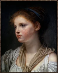 Kék szalagos lány portréja Jean Baptiste Greuze (1725-1805) festménye 18. századi nap. 0,45x0,39 m Rennes, Musee des Beaux Arts