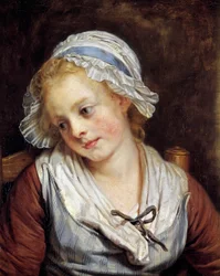 Egy leányzó portréja Jean-Baptiste Greuze (1725-1805) festménye. 1765. Dim. 0,45x0,37 m. Chantilly, Musee Conde – Egy fiatal lány portréja. Jean-Baptiste Greuze (1725-1805) festménye. 1765. 0,45 x 0,37 m. Conde Múzeum, Chantilly, Franciaország