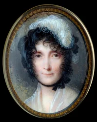 Laetitia Bonaparte (Letizia Maria Ramolino) (1750-1836), Bonaparte Napóleon anyja portréja Jean Baptiste Isabey (1767-1855) miniatűr festménye elefántcsontra 19. század V. 0,37x0,29 m - Laetitia Bonaparte (Maria Letizia Ramolino) portréja (1750-