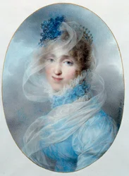 Hortense de Beauharnais királynő (1783-1837) portréja Josephine de Beauharnais impresszum lánya és a leendő III. Napóleon anyja. Jean Baptiste Isabey (1767-1855) akvarellje 1813 V. 0,13x0,95 m Malmaison, musee du chateau