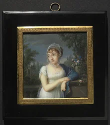 Női portré a korlát mellett, 1804.