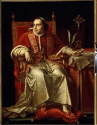 Pius pápa (1742-1823) portréja (VII. Pius pápa portréja). Jean Baptiste Joseph Wicar (1762-1834) festménye. Olajfestmény