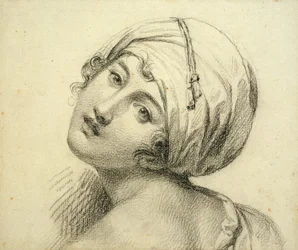 Emma (1765-1815 körül) Lady Hamilton portréja (fekete kréta, papír)