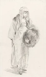 Orosz nő prémes muffal, 1758 és 1761 között