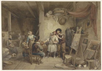 Adriaen Brouwer tanítványával, J. van Craesbeekkel