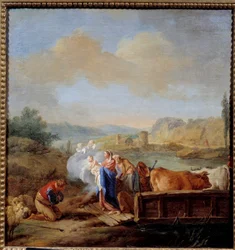 A repülés Egyiptomban Jean Baptiste Pierre (1713-1789) festménye 18. század V. 047x0,45 m Rouen, Musee des Beaux Arts