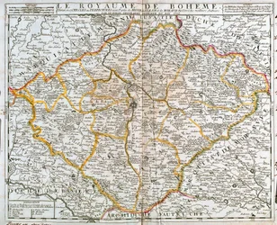 A Cseh Királyság térképe (Cseh Köztársaság) (metszet)