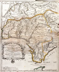 Granada és Andalúzia (Spanyolország) királyságának térképe (metszet