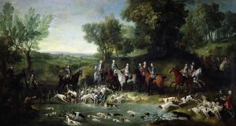 XV. Lajos (1710-1774) Szarvasvadászat a Saint-Germain-i erdőben, 1730