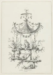 Díszkompozíció chinoiserie stílusban Dísztárgyak chinoiserie stílusban a Deuxième Cahier de six Baraques Chinoises számára (sorozat címe)