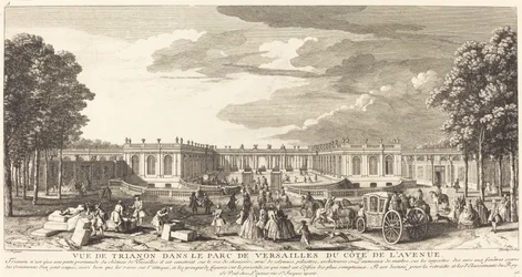 Trianon kilátása a Versailles-i parkban a Cote de l