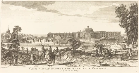 Kilátás a kastélyra és Versailles városának egy részére