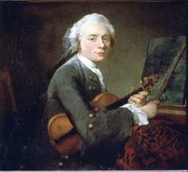 A fiatalember hegedűs, 1738 körül. Charles Theodose Godefroy portréja. Olaj, vászon, Jean Baptiste Simeon Chardin (1699-1789). Párizs, Louvre Múzeum.
