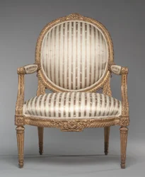 Fotel (Fauteuil), 1765 körül (faragott és aranyozott fa)