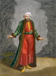 Egy bég, 37. tábla Charles de Ferriol „Levante különböző nemzeteit ábrázoló száz lenyomat gyűjteményéből”, vésette Gerard Scotin (1671-1716), 1707-08