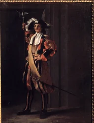 Jean Barbault (1718-1762) festménye: A Pápai Őrség Svájcja. 18. század. Besancon, Szépművészeti Múzeum
