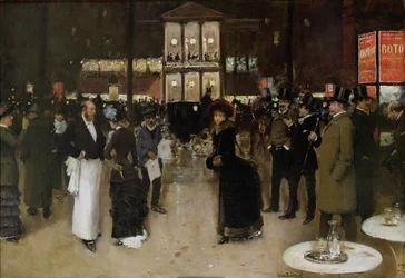 Boulevard Montmartre éjszaka, a Théâtre des Variétés előtt, 1885 körül.