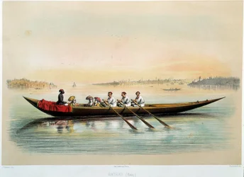 Az Oszmán Birodalom „” hajó Konstantinápolyban”” Jean Brindesi (1826-1888) akvarellje