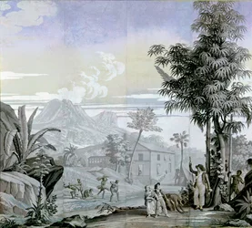 Sétára indulás, illusztráció Henri Bernardin de Saint-Pierre (1737-1814) „Paul et Virginie” című művéből, 1823