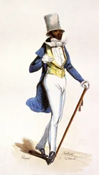 Egy mulatt a francia Antillákon, 1850 körül (metszet)