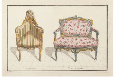 Sarok, fél kanapé. New Historical Iconology or Attributes Hierogliphyques, 1768 körül.