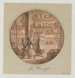 Festett porcelántányér, Les Fromages (sajtok) tervezése a Service des Objets de Dessert (desszert szolgáltatás) számára