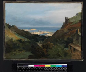 Olasz táj, kilátással a kikötőre, 1875 előtt