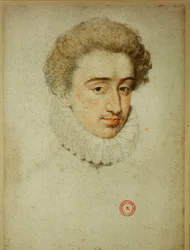 A későbbi IV. Henrik francia király és Valois Margit házassága idején... (zsírkréta, papír)