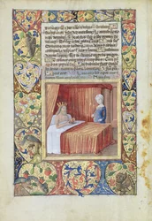Ms Lat. Q.v.I.126 f.37v Egy ágyban fekvő király, Louis d
