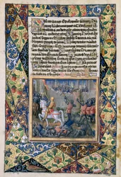Ms Lat. Q.v.I.126 f.38v Rehaboam, aki háborút folytat Jeroboám ellen, a Louis d