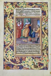 Ms. Lat. Q.v.I.126 fol.23v Joseph a fáraó álmait értelmezi, Louis dOrleans óráinak könyvéből, 1490