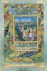 Ms. Lat. Q.v.I.126 fol.28v Az izraeliták hadserege, Louis dOrleans óráinak könyvéből, 1490