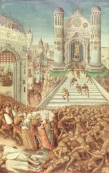 Nouv Acqu Fr 24920 fol.12 Helen elrablása, "Trója pusztításának története", 1500 körül
