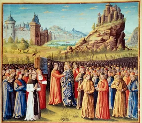 Második keresztes hadjárat (1147-1149): VII. Lajos király azt mondta, hogy a Fiatalok (1120-1180) felveszik a keresztet Vezelay-nél Clairvaux-i Szent Bernát (San Bernardo di Chiaravalle) (1090-1153) és Versailles előestéje előtt 31-én. /03/1146. Sok báró i