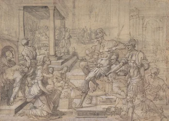 Amya Faustust kéri Szent Mamas felügyeletéért, 1543 körül.