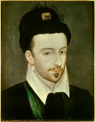 Henrik francia király portréja (1551-1589) Jean Ducourt-nak tulajdonított festmény (XVI. század 2. fele) V. 0,29 x 0,22 m - III. Henrik francia király (1551-1589) portréja. Jean Ducourt-nak tulajdonított festmény (16. század 2. fele