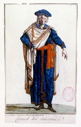 A francia államtanács egyik tagjának egyenruhája 1795-ben, a könyvtár időszakában