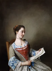 La Belle Liseus: Miss Susanna Lewis portréja ülve, egy lyonnaise-i parasztjelmezben,