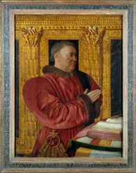 Guillaume Jouvenel des Ursins (1401-1472) báró de Trainel francia kancellár portréja Jean Fouquet (1420-1481) festménye fára 15. század V. 0,96x0,73 m