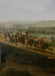 Napóleon Bonaparte (1769-1821) Látogatás a boulogne-i táborban 1804 júliusában, Napóleon és a flottilla részlete, 1806
