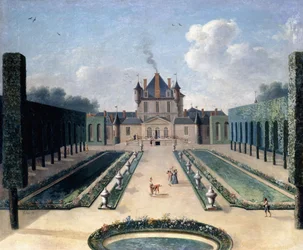 Kilátás a Chateau de Mousseaux-ra és kertjére,